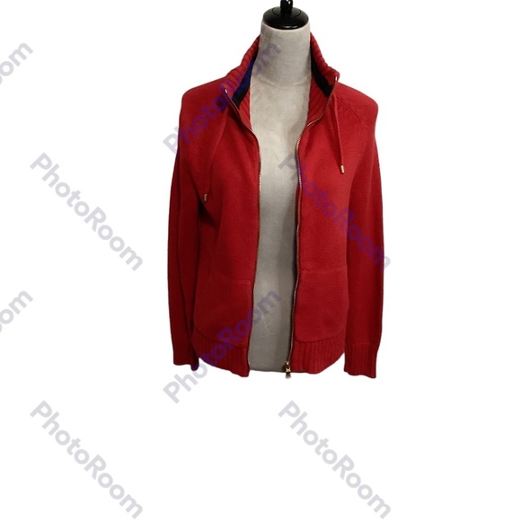 Ralph Lauren Black Label Sweater Size Small Red Preppy Cotton Turtleneck Sporty - Picture 4 of 9